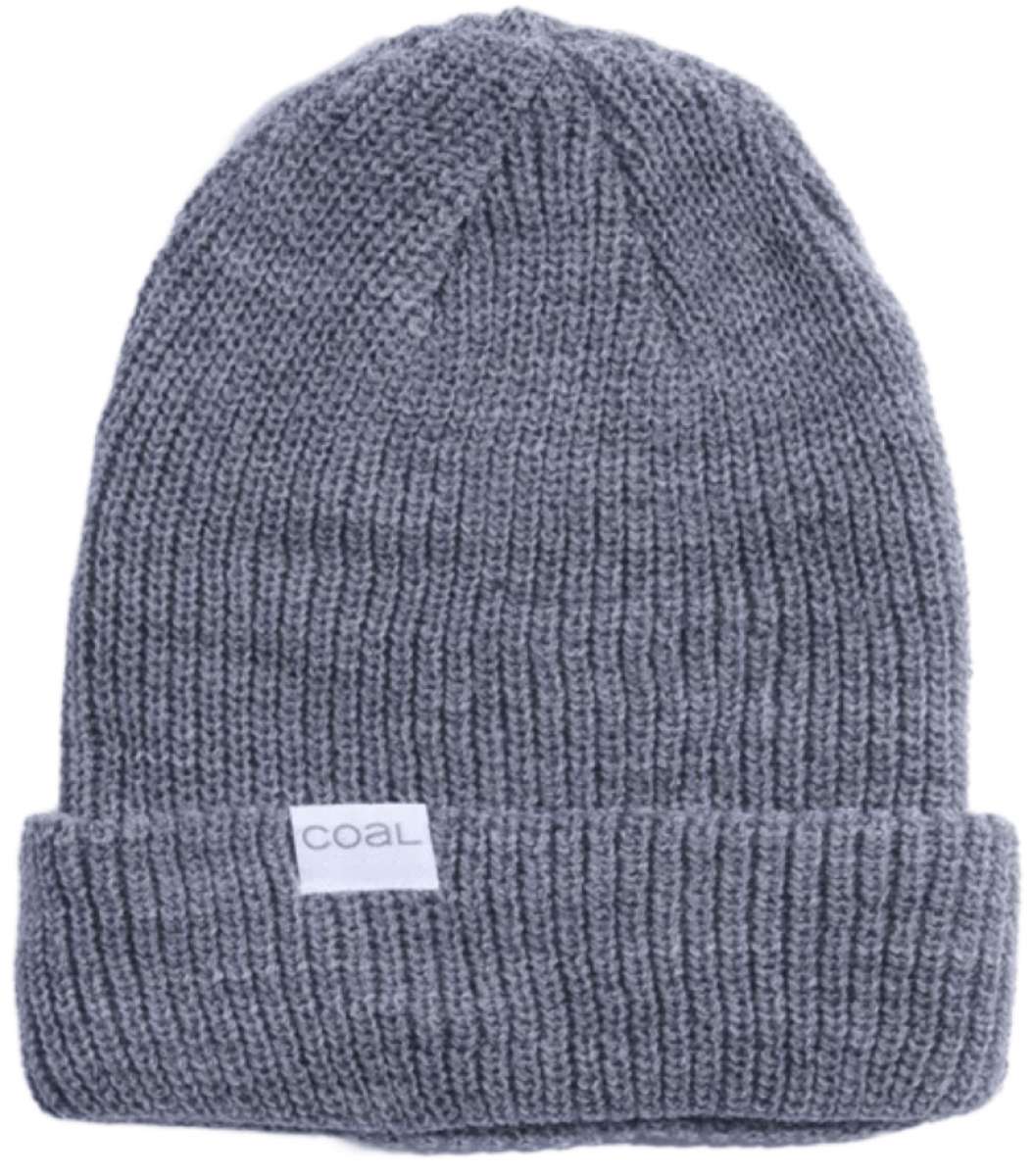 Coal Stanley Mid Length Beanie 2023 - A gray beanie with a ribbed cuff and a small white rectangular label on the front that reads "COAL" in black letters.