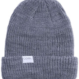 Coal Stanley Mid Length Beanie 2023 - A gray beanie with a ribbed cuff and a small white rectangular label on the front that reads "COAL" in black letters.