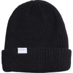 Coal Stanley Mid Length Beanie 2023 - A black beanie with a white rectangular label on the front that reads "COAL" in gray letters.