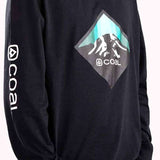 Coal Tracker Long Sleeve Shirt 2023 - A black long-sleeved shirt with a white logo on the chest and a small tag on the left sleeve.