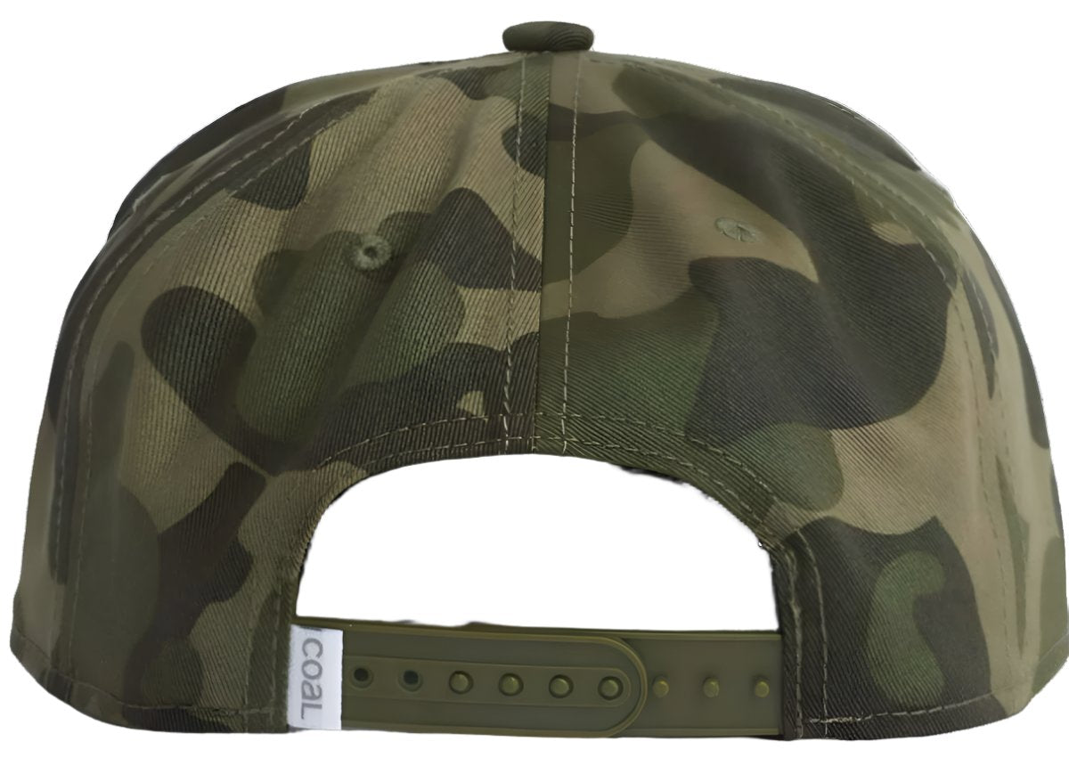 Coal Uniform Cap 2023 - A camouflage baseball cap with a dark green bill and button on top.
