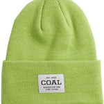 Coal Uniform Mid Length Beanie 2023 - A light green beanie with a white rectangular label on the front that says "COAL" in black letters.