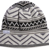 Coal Weston Mid Length Beanie 2023 - A black beanie with a white geometric pattern and gray accents.