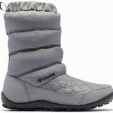 Columbia Ladies Minx Slip IV Boot 2022-2023 - A gray boot with a quilted pattern on the upper portion and a black sole.