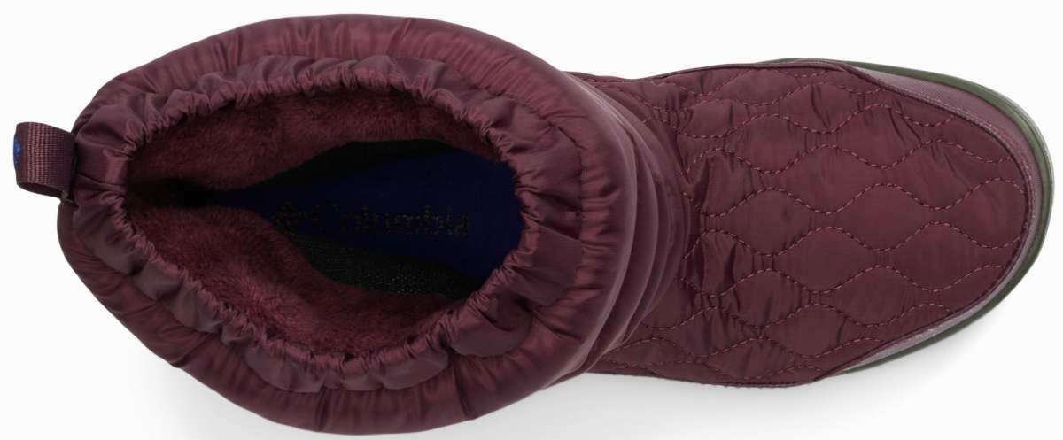 Columbia Ladies Minx Slip IV Boot 2022-2023 - A pair of brown boots with a quilted pattern on the upper portion.