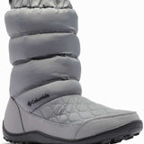 Columbia Ladies Minx Slip IV Boot 2022-2023 - A gray boot with a quilted pattern on the upper portion and a black sole.