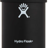 Hydro Flask - A black insulated tumbler with a screw-on lid, featuring a white logo on the front and a small handle on one side.