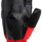 Crab Grab Freak Trigger Mittens - Black mittens with black textured palm and thumb, red accents on wrist strap and logo.
