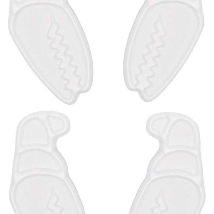 Crab Grab Mini Claws - White plastic claws with a textured grip on the bottom and a small loop at the top for attaching to a leash or strap.