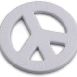 Crab Grab Peace of Foam Stomp Pad - A white foam pad with a peace sign cutout in the center, featuring a textured surface and a circular shape.