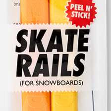 Crab Grab - Yellow and orange skate rails with a textured surface, featuring a crab claw logo on one end.