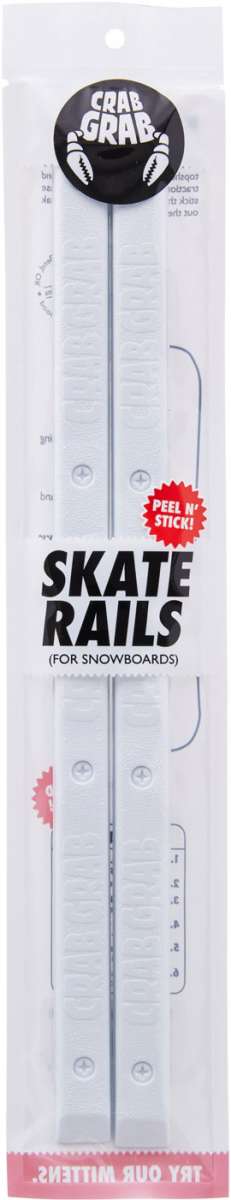 Crab Grab Skate Rails - White skate rails with a black logo on top.