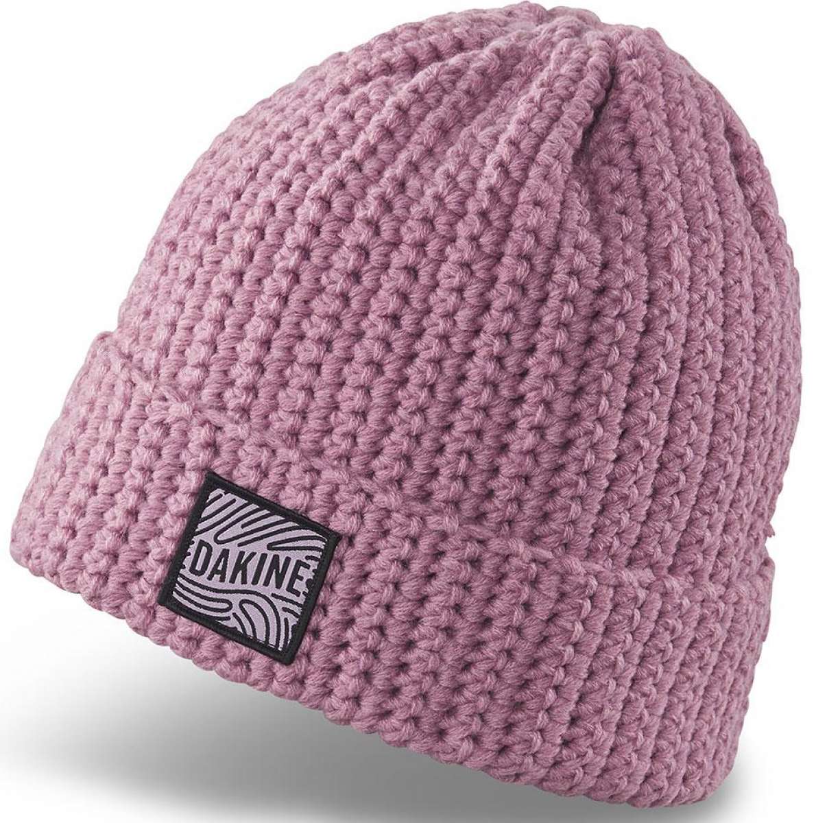 Dakine Addison Beanie 2022-2023 - A dusty rose beanie with a black and white logo patch on the front.