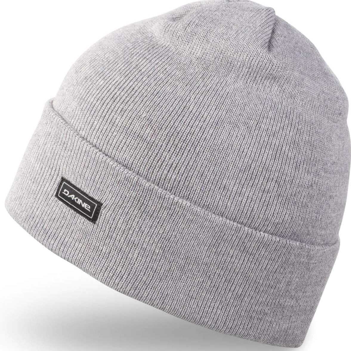 Dakine Andy Merino Beanie 2024 - A light gray beanie with a black label featuring white lettering that reads "DAKINE".