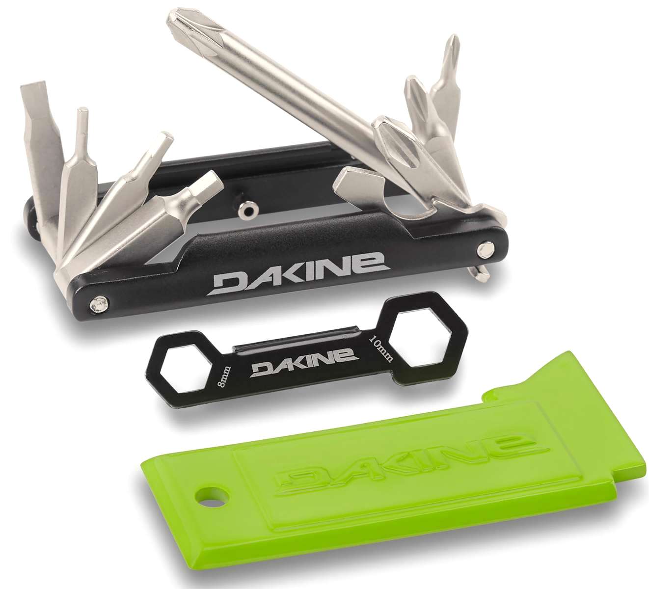 Dakine BC Tool 2022-2023 - A compact, multi-tool with a black handle and silver metal tools.