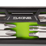 Dakine BC Tool 2022-2023 - A multi-tool with a black handle and silver metal components, featuring a compact design with various tools arranged neatly on one side.