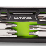 Dakine - BC tool with black handle and silver metal tools, including a screwdriver, pliers, and wrenches.
