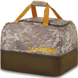 Dakine Boot Locker 69L Bag 2024 - A large, rectangular bag with a gray and white camouflage pattern on its top half, featuring two yellow straps at the top.