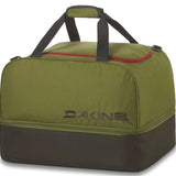 Dakine Boot Locker 69L Bag 2024 - A large olive green duffel bag with a red zipper and black handles.