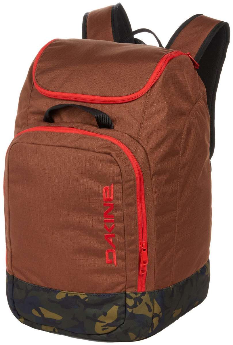 Dakine Boot Pack 50L 2024 - A brown backpack with a zippered front pocket and black straps.