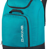 Dakine Boot Pack 50L 2024 - A large, rectangular backpack with a black base and teal top, featuring two zippered pockets on the front.