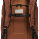 Dakine Boot Pack 50L 2024 - Brown backpack with black trim and straps, zippered pockets on front and top.