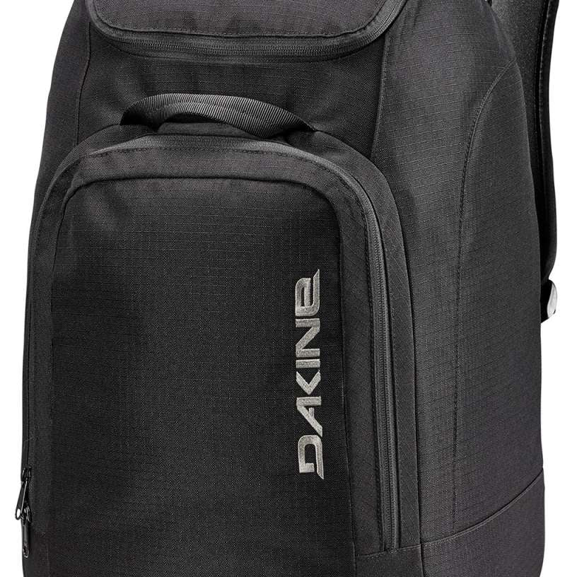 Dakine Boot Pack 50L 2024 - A black backpack with a zippered front pocket and two adjustable shoulder straps.