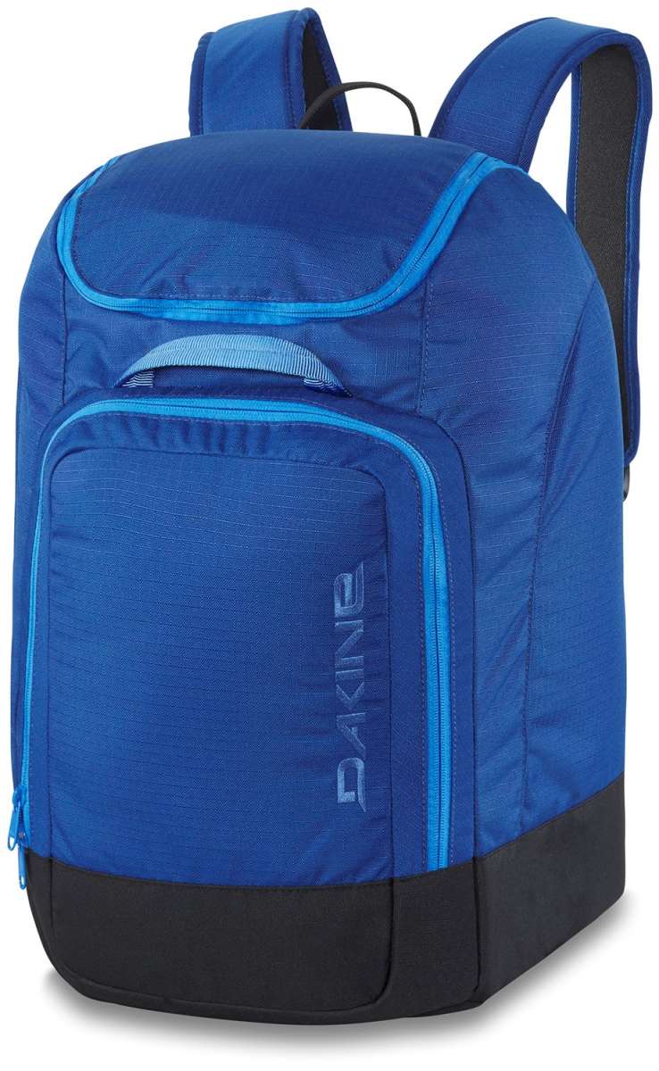 Dakine Boot Pack 50L 2024 - A blue backpack with a zippered front pocket and two straps on top.