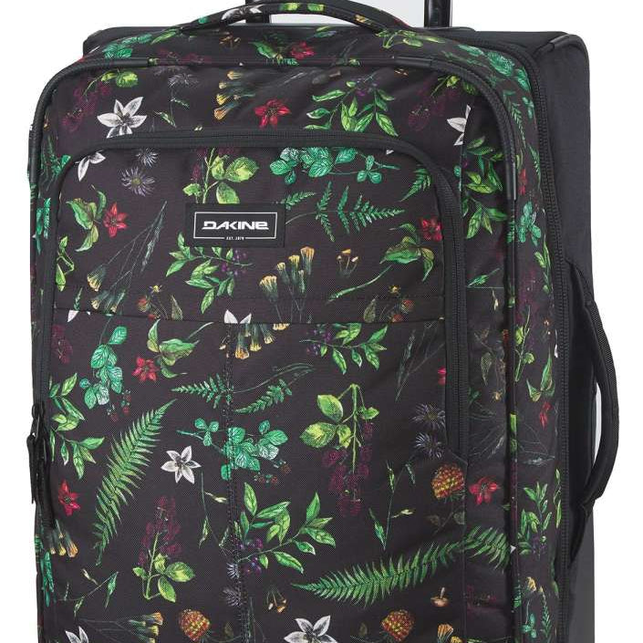 Dakine Carry-On Roller 42L 2022-2023 - Black roller suitcase with a zippered front pocket and two telescoping handles.