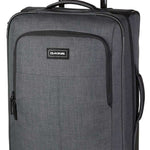 Dakine Carry-On Roller 42L 2022-2023 - A gray roller suitcase with a handle and wheels, featuring a zippered front pocket and a small black Dakine logo on the top.
