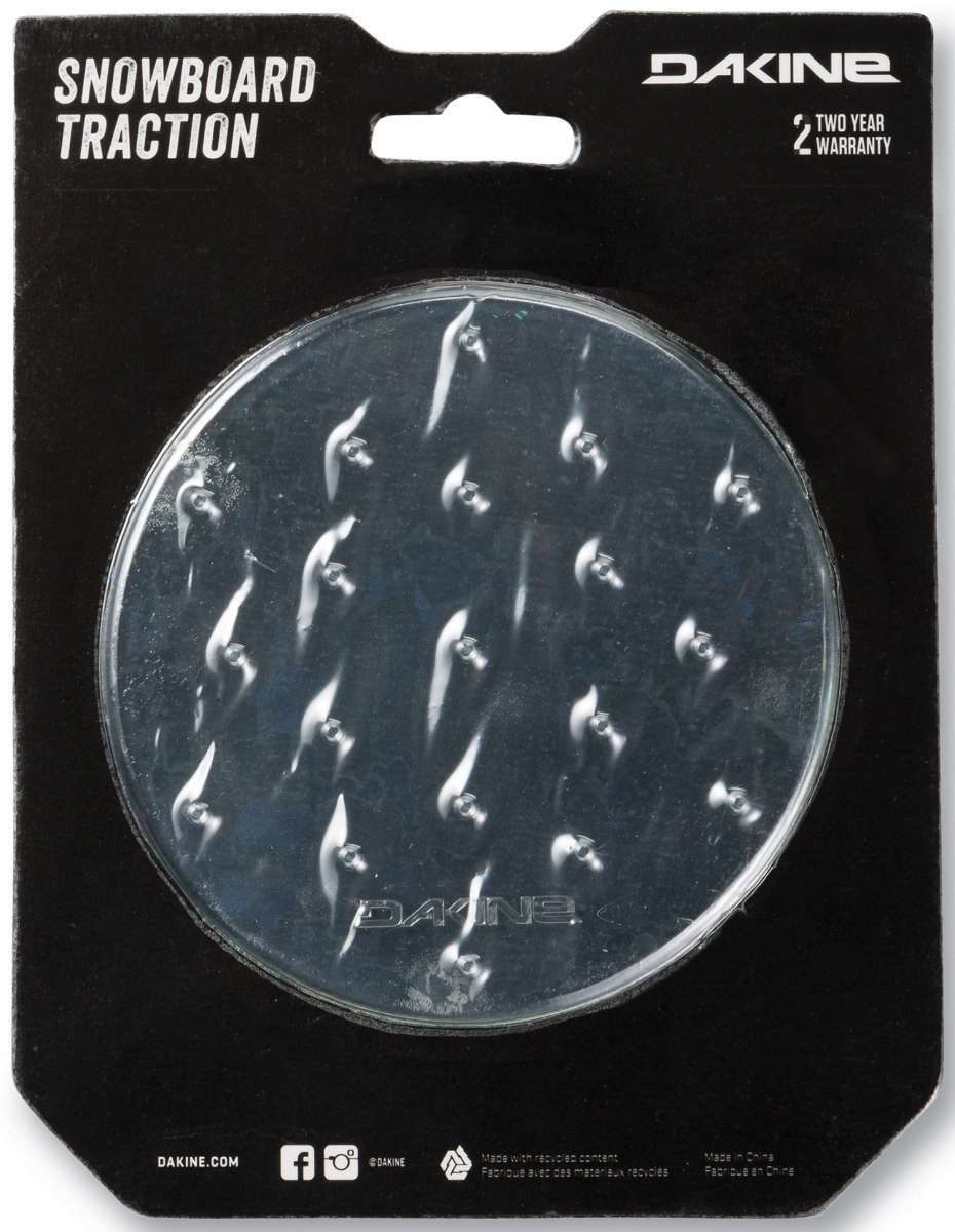 Dakine Circle Mat Stomp Pad 2022-2023 - A round, clear stomp pad with a textured surface and a circular logo in the center.