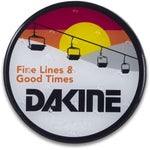 Dakine Circle Mat Stomp Pad - A circular mat with a black border and white center, featuring the word "DAKINE" in large black letters at the bottom.
