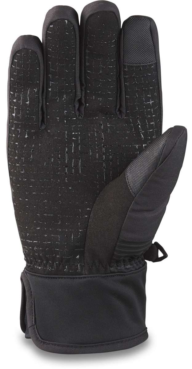 Dakine Crossfire Glove 2022-2023 - A black glove with a textured palm and thumb, featuring a grid pattern on the back of the hand.