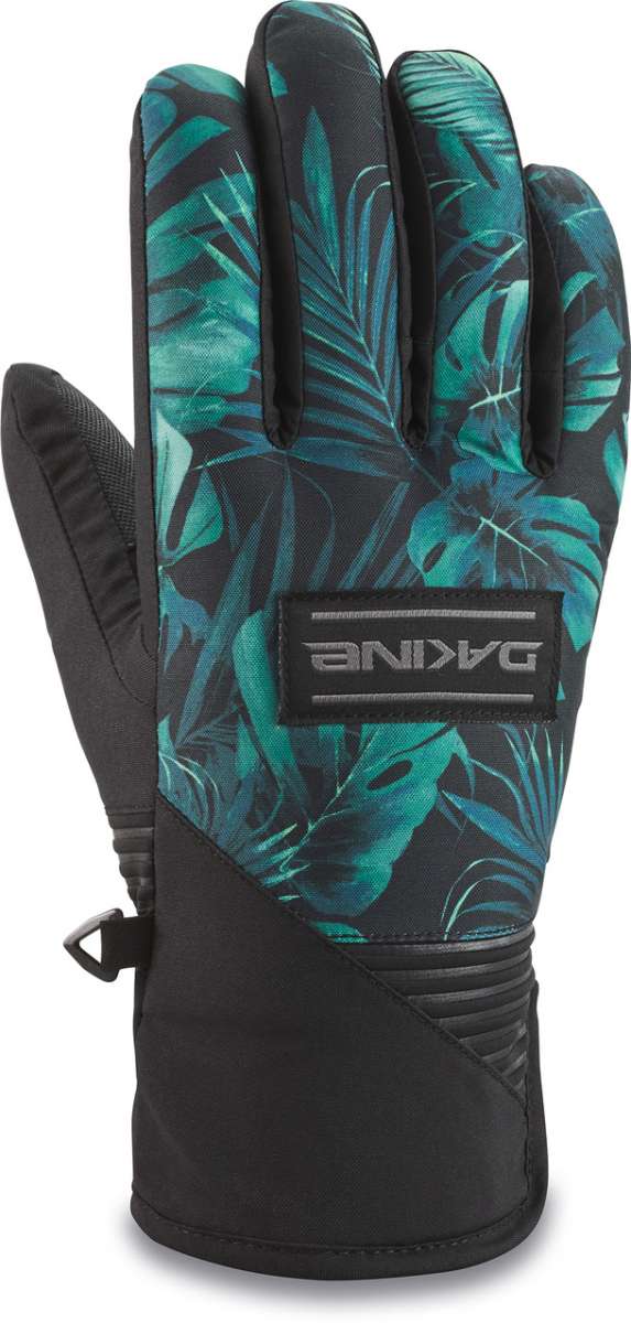 Dakine Crossfire Glove 2022-2023 - A pair of black gloves with a palm print design and gray accents on the wrist strap.