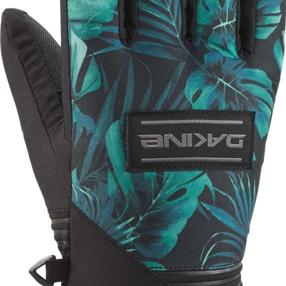Dakine Crossfire Glove 2022-2023 - A pair of black gloves with a palm print design and gray accents on the wrist strap.