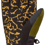 Dakine Crossfire Gloves 2024 - Black gloves with yellow abstract pattern on palm side and black backside.