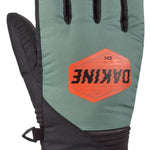 Dakine Crossfire Gloves 2024 - A pair of gloves with a black palm and gray back, featuring a distinctive orange logo on the wrist strap.