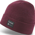Dakine Cutter Beanie Adult 2024 - A maroon beanie with a black label featuring "DAKINE" in white letters and an icon of a circle with a line through it.