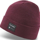Dakine Cutter Beanie Adult 2024 - A maroon beanie with a black label featuring "DAKINE" in white letters and an icon of a circle with a line through it.