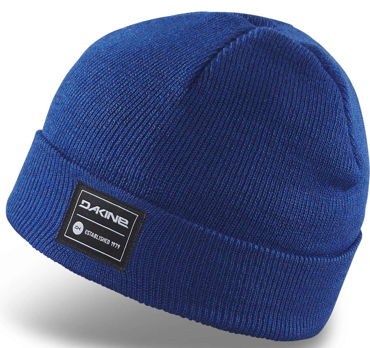 Dakine Cutter Beanie Youth 2024 - A royal blue beanie with a black label featuring "DAKINE" in white letters and "ESTABLISHED 1979" below it.