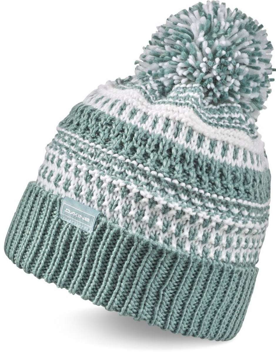 Dakine Davina Beanie 2022-2023 - A light blue and white knit beanie with a pom-pom on top.
