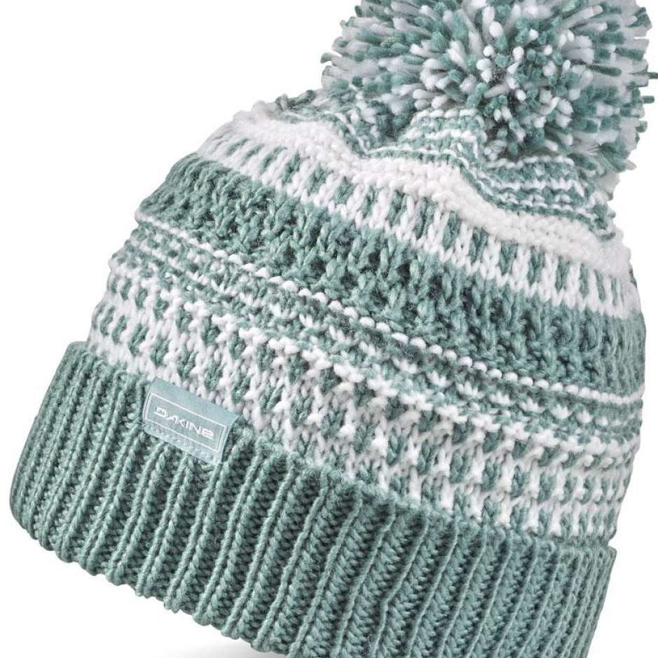 Dakine Davina Beanie 2022-2023 - A light blue and white knit beanie with a pom-pom on top.