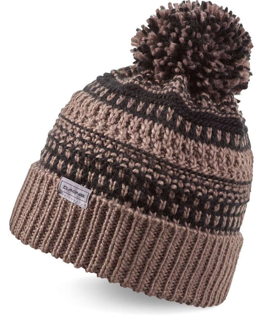 Dakine Davina Beanie 2022-2023 - A brown beanie with a black stripe and a large pom-pom on top.