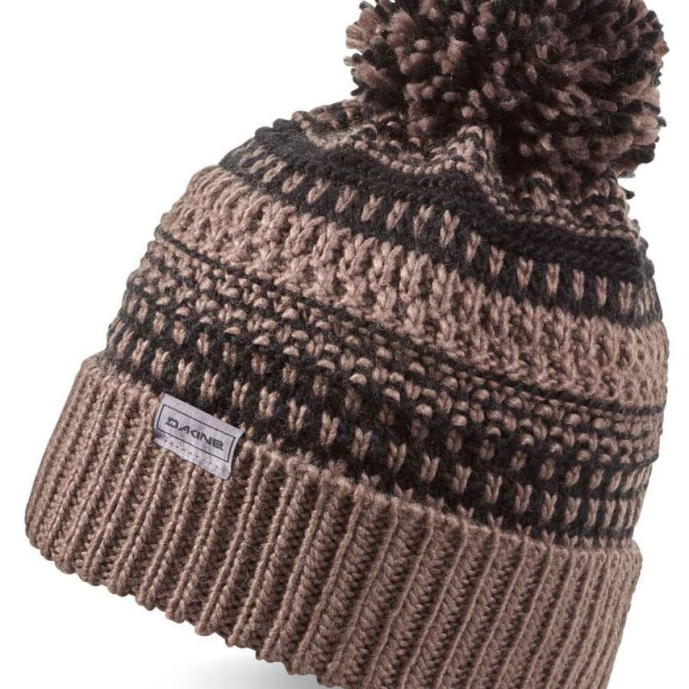 Dakine Davina Beanie 2022-2023 - A brown beanie with a black stripe and a large pom-pom on top.