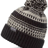 Dakine Davina Beanie 2022-2023 - A black beanie with a white geometric pattern and a large pom-pom on top.