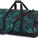Dakine EQ Duffle 70L Bag 2024 - A large duffel bag with a black base and green palm leaf pattern.