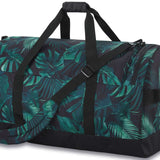 Dakine EQ Duffle 70L Bag 2024 - A large duffel bag with a black base and green palm leaf pattern.