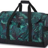 Dakine EQ Duffle 70L Bag 2024 - A large duffel bag with a black base and green palm leaf pattern.