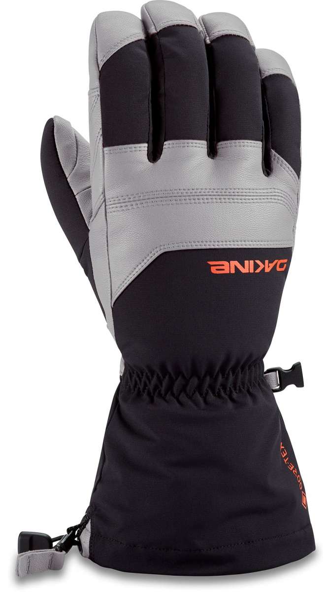 Dakine Excursion GORE-TEX Short Glove - A black and gray glove with a distinctive orange logo on the wrist, featuring a zippered pocket at the top.