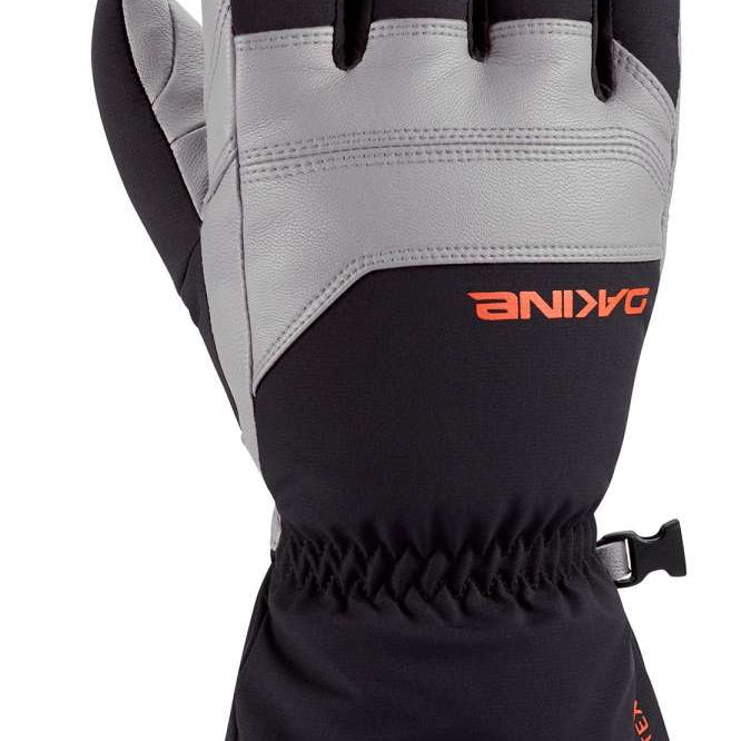 Dakine Excursion GORE-TEX Short Glove - A black and gray glove with a distinctive orange logo on the wrist, featuring a zippered pocket at the top.